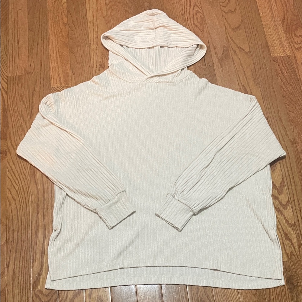 American Eagle Outfitters Cream Hooded Sweater